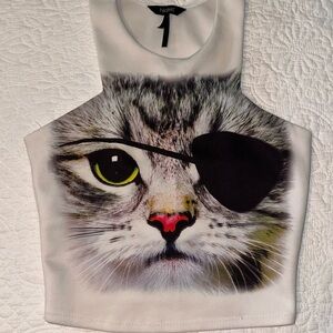 Cute Cat Eye Patch Crop Top